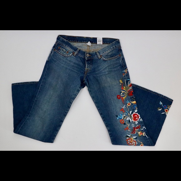 lucky brand floral embroidered jeans
